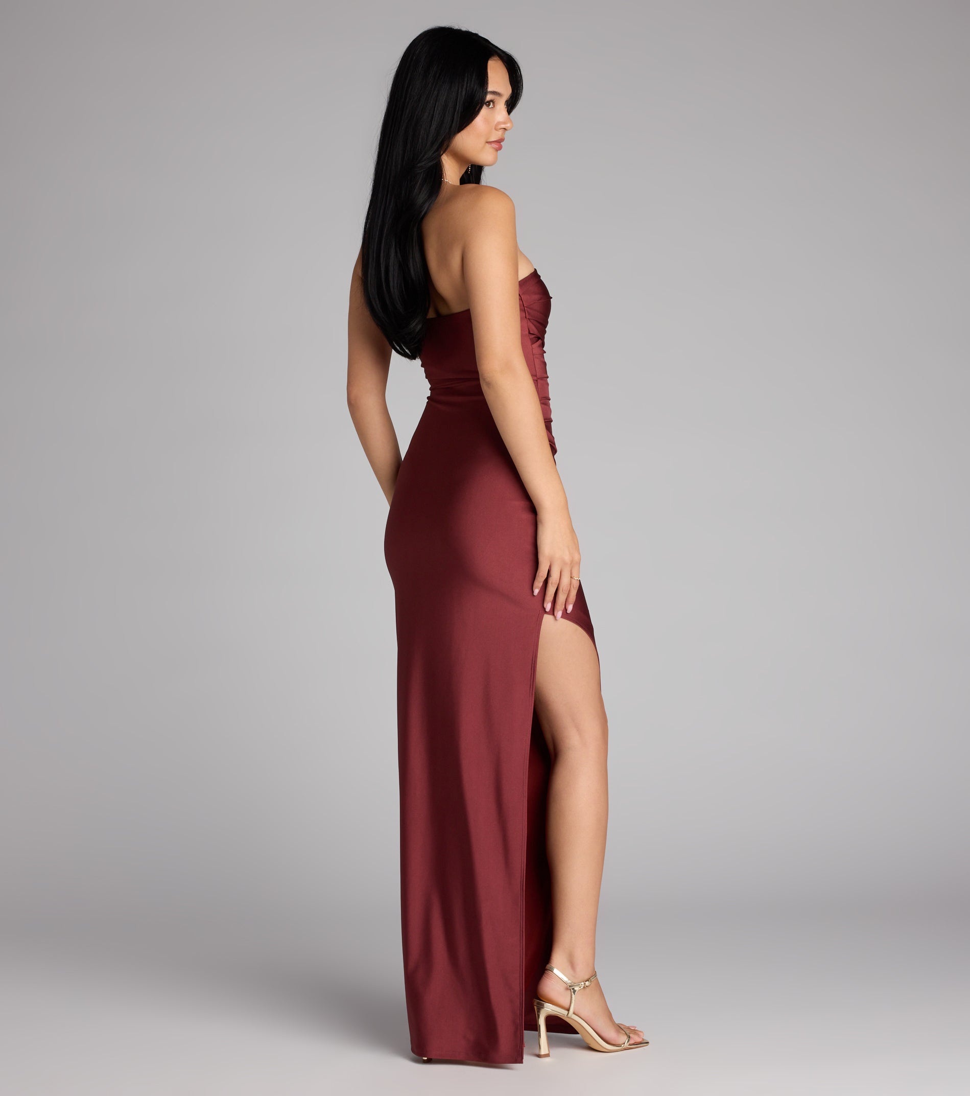 Strapless High Slit Dress
