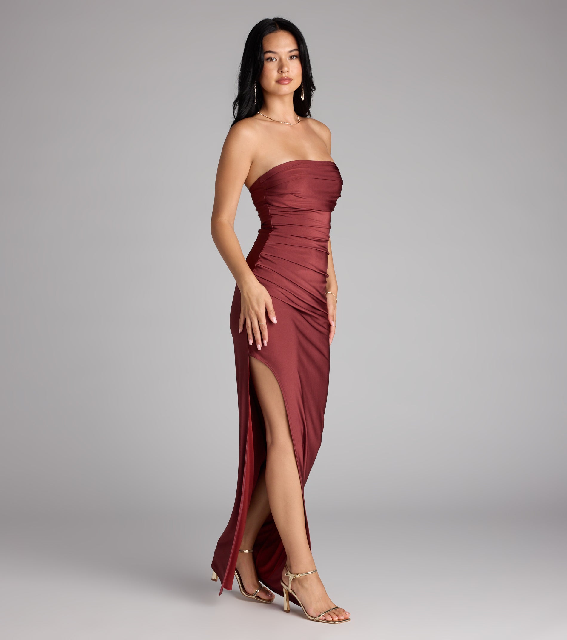 Strapless High Slit Dress
