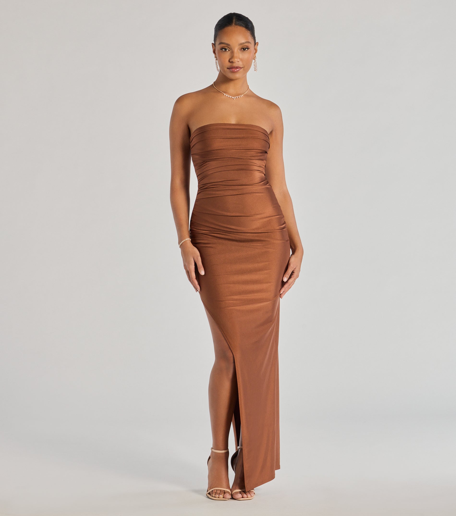Strapless High Slit Dress
