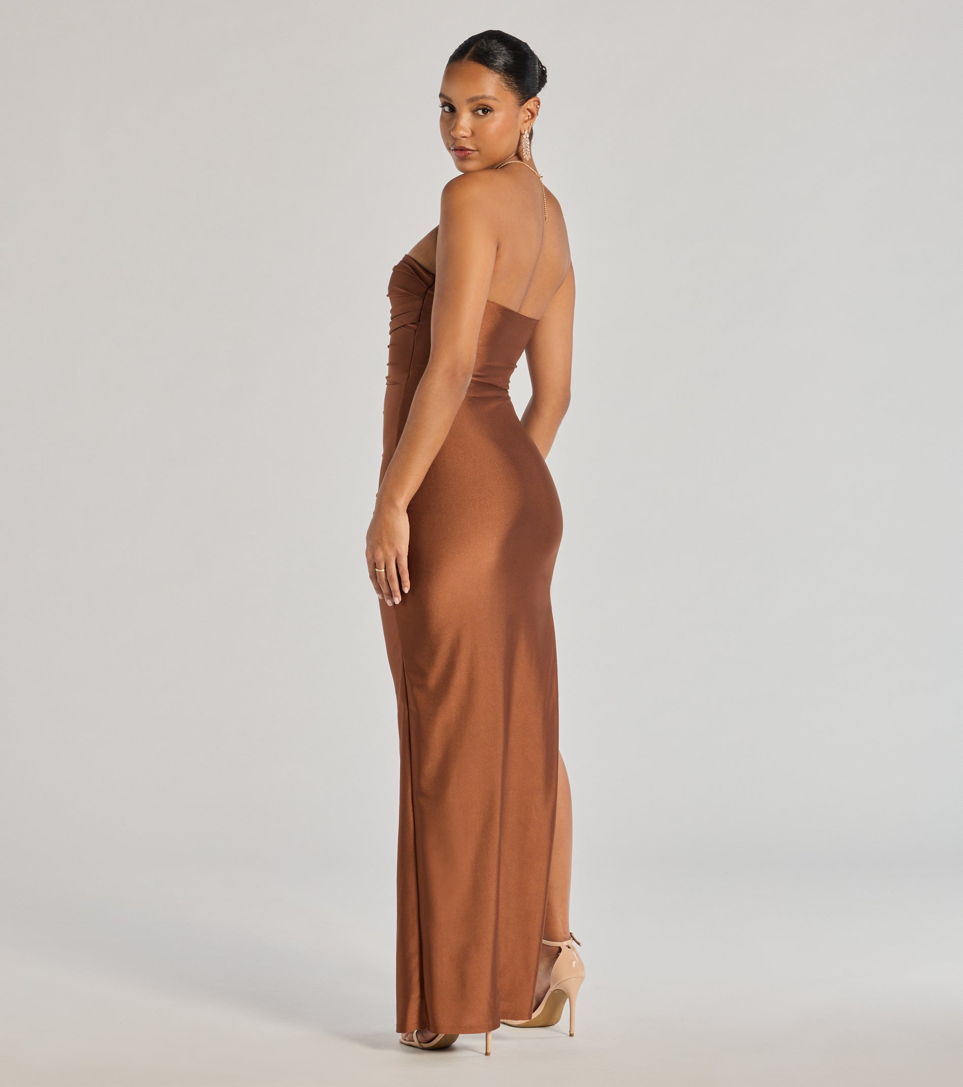 Strapless High Slit Dress