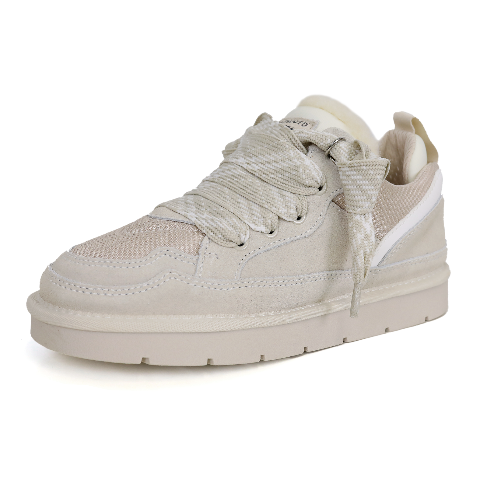 Two-toned Laces Fur Sneakers