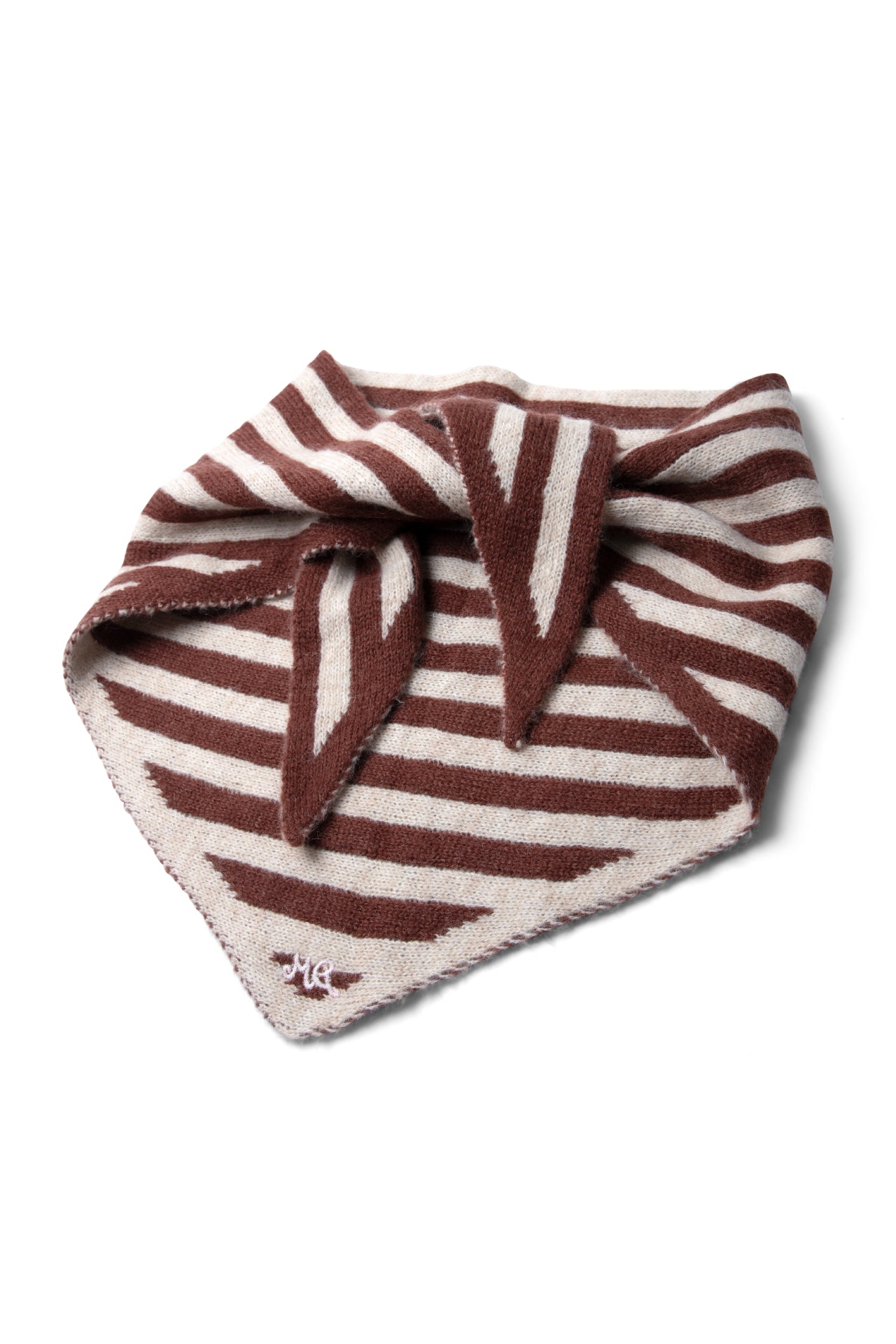 Knitted Stripe Triangle Scarf