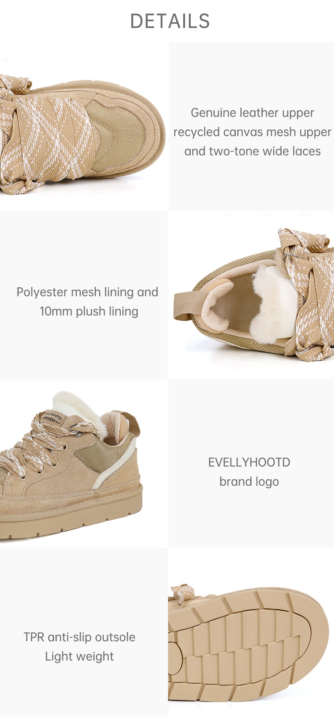 Two-toned Laces Fur Sneakers