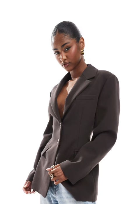 Fitted blazer in chocolate brown