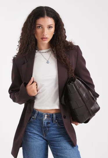 Elegant grandad blazer in chocolate brown