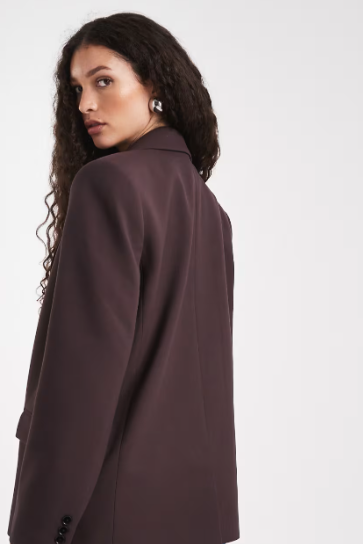 Elegant grandad blazer in chocolate brown