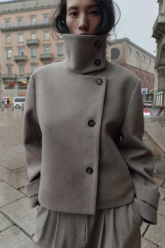 JACKET WITH STAND-UP COLLAR