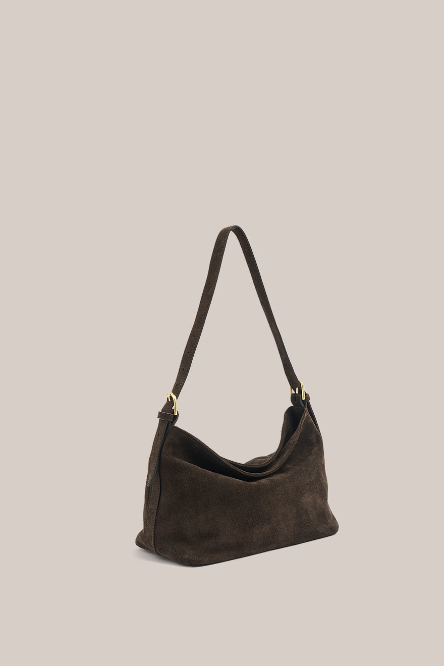 Suede Shoulder Bag DARK CHOCOLATE