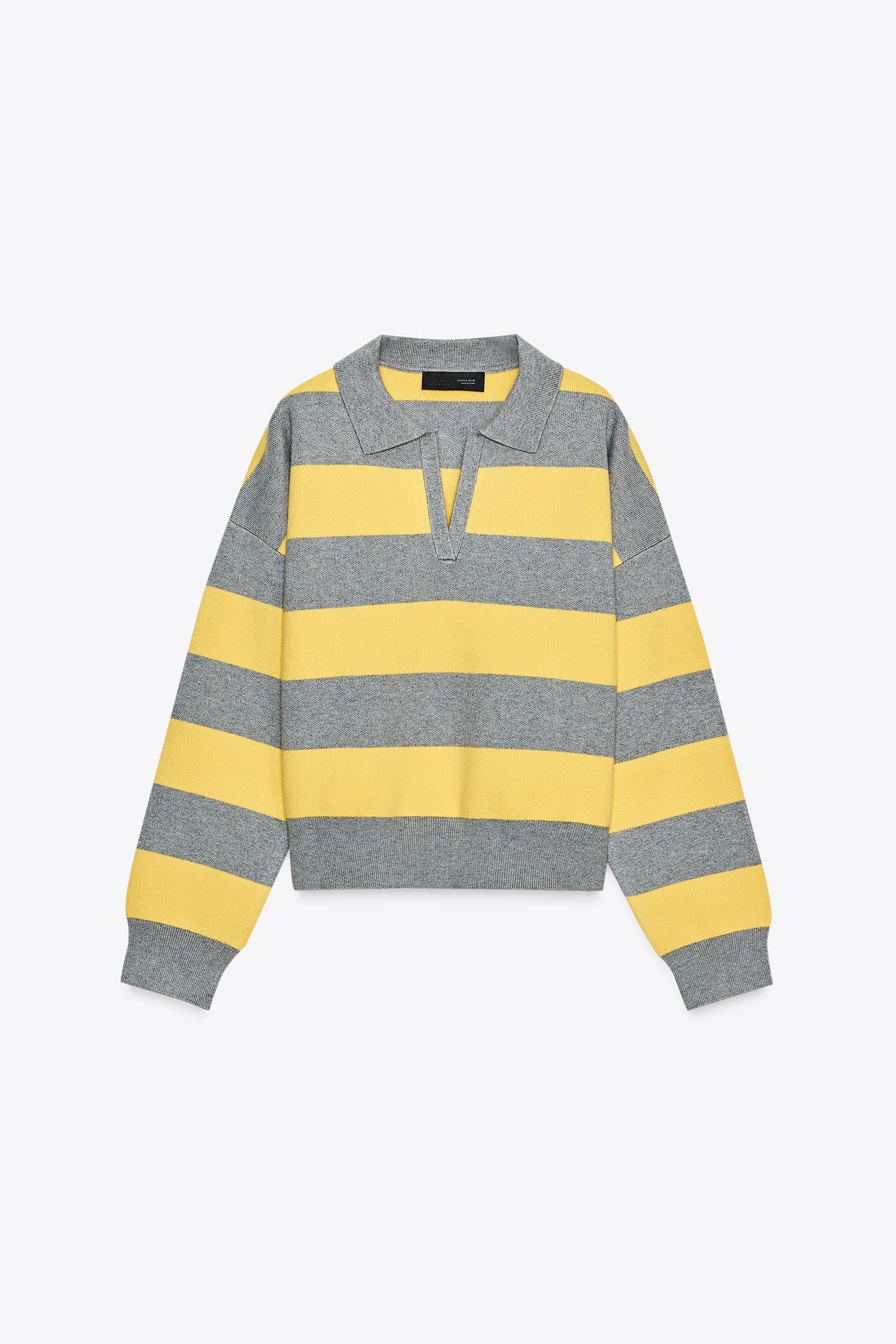 striped sweater yellow & grey