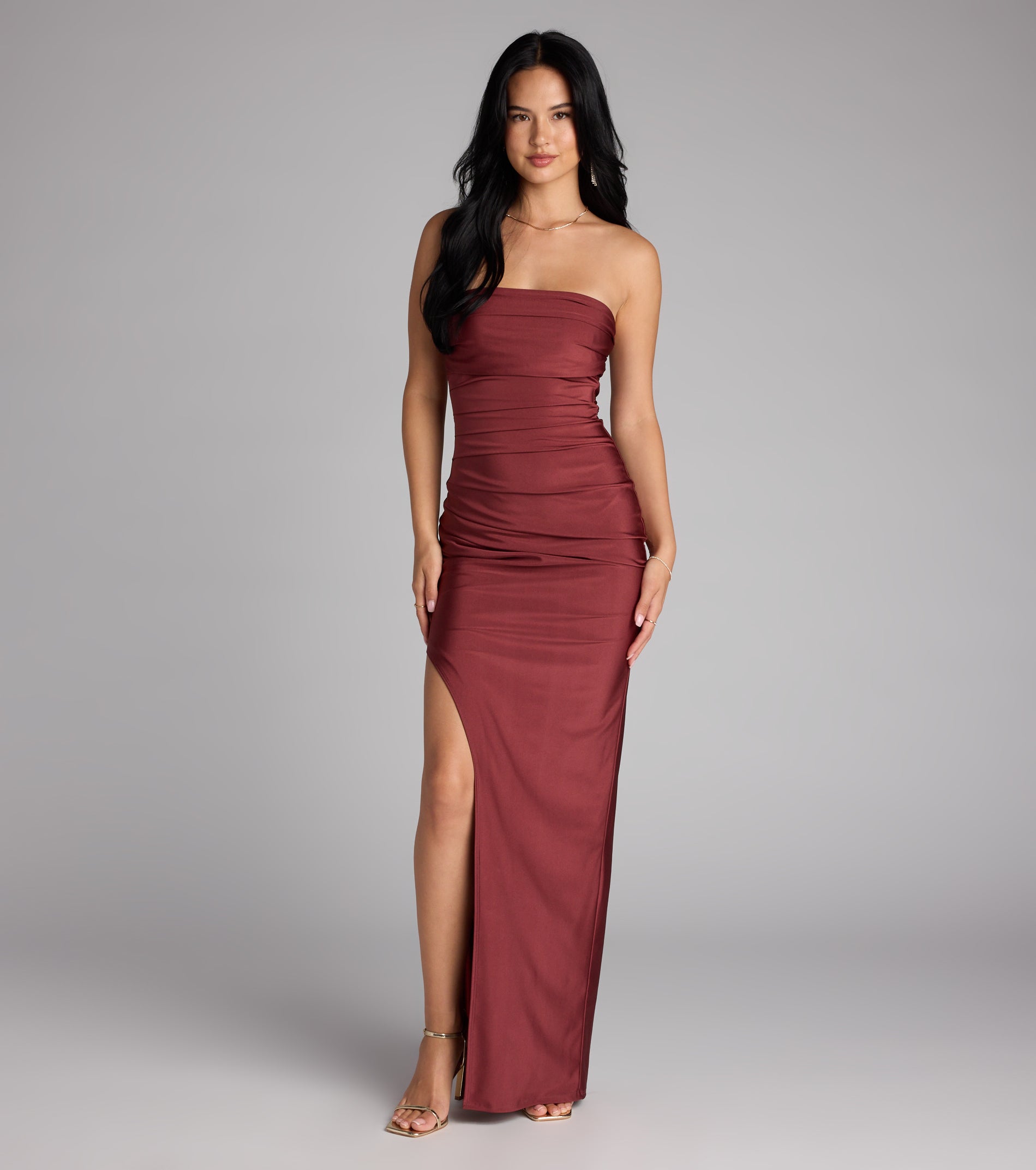 Strapless High Slit Dress