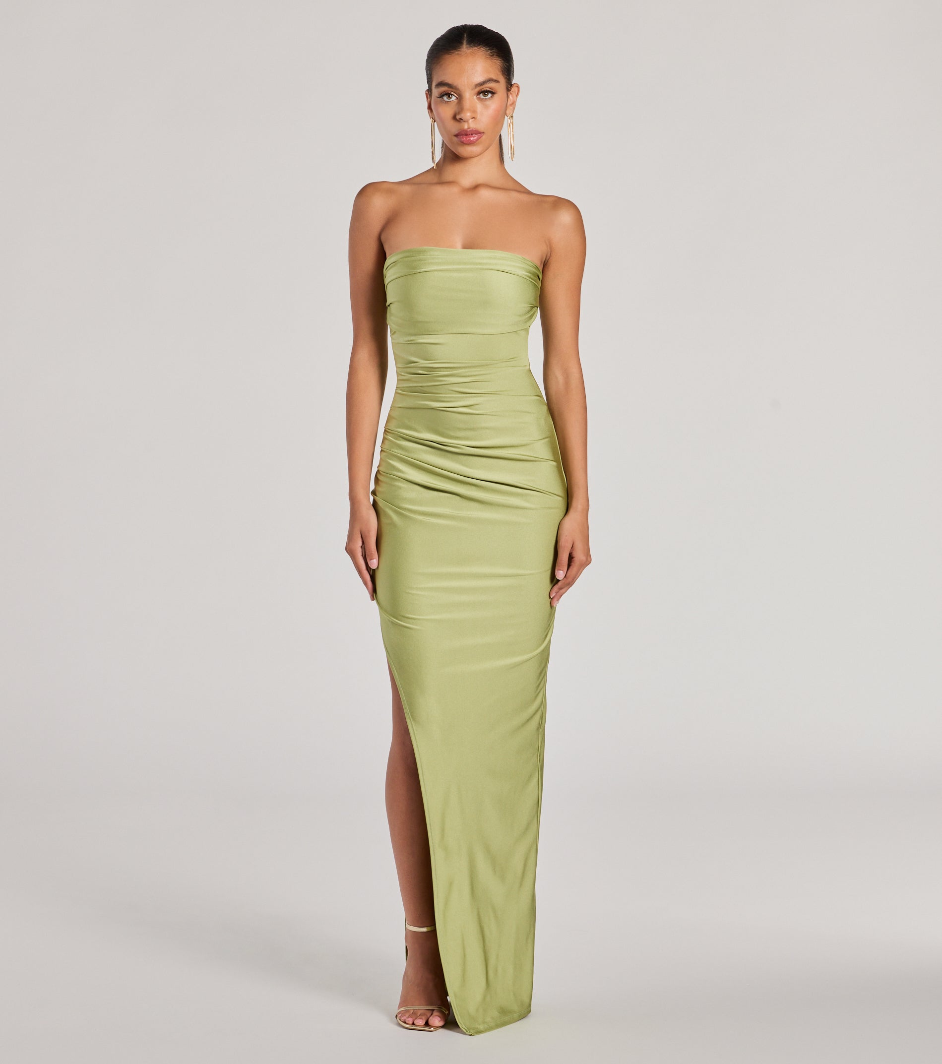 Strapless High Slit Dress