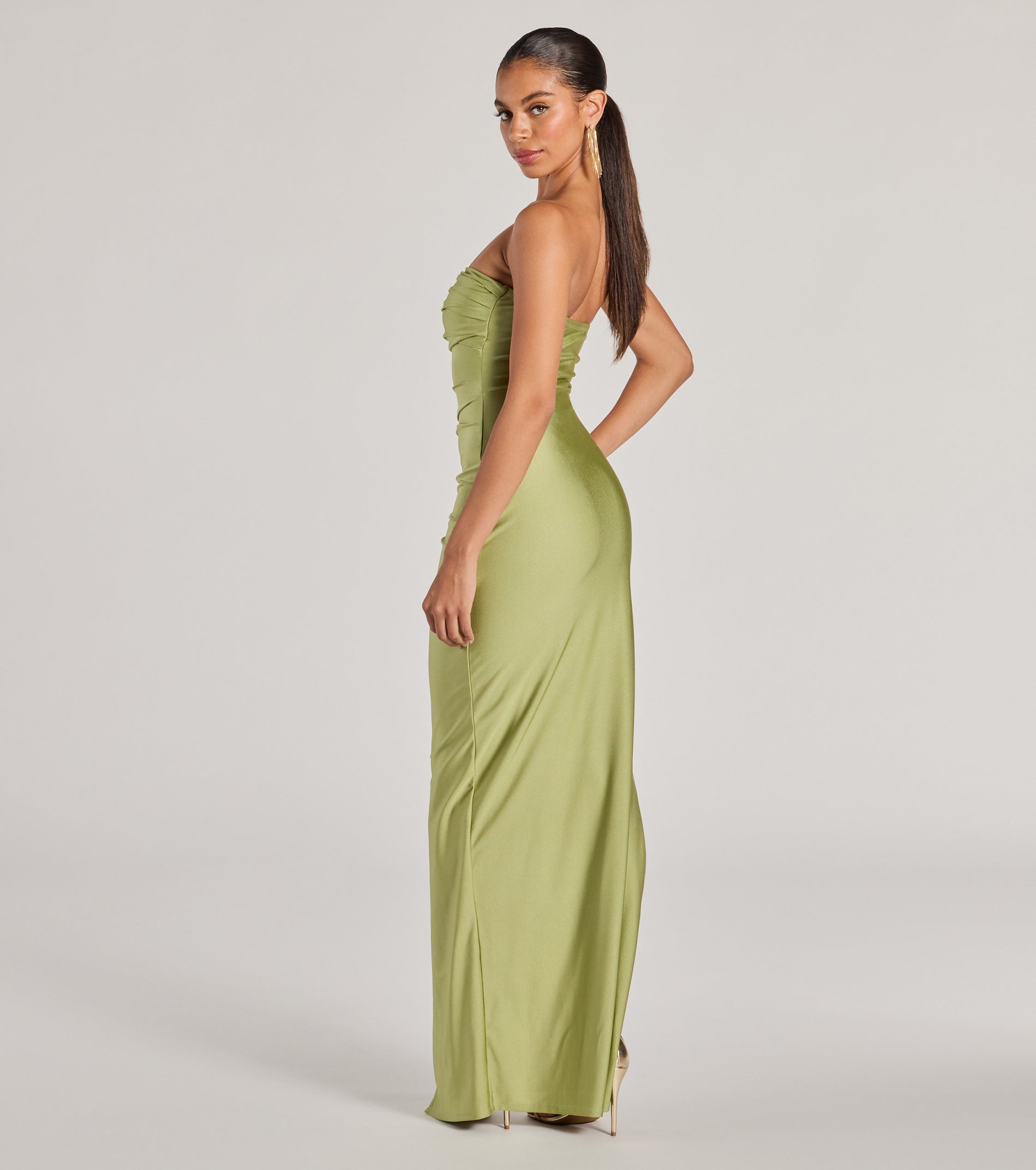 Strapless High Slit Dress