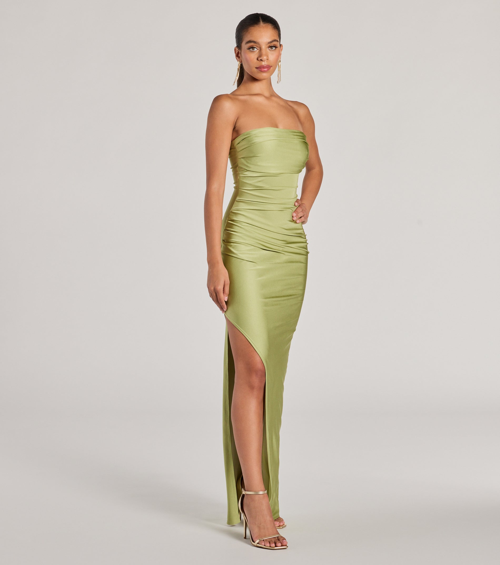 Strapless High Slit Dress