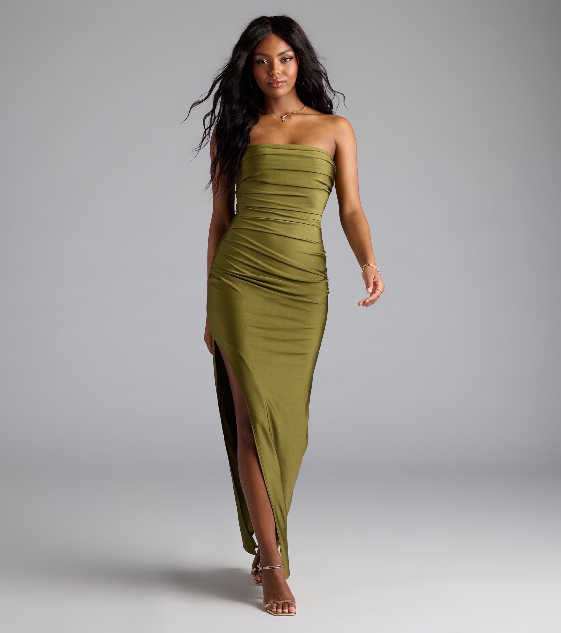 Strapless High Slit Dress