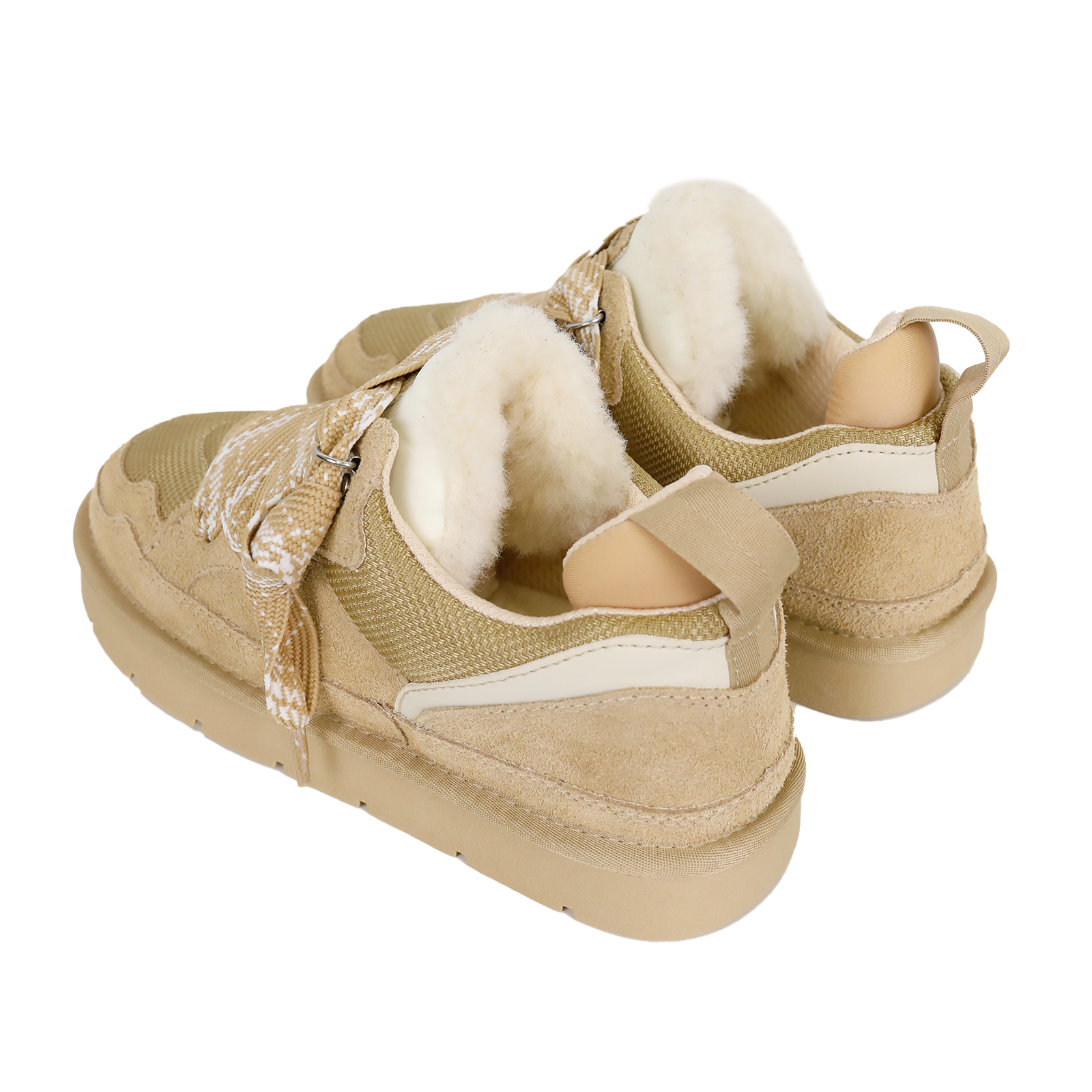 Two-toned Laces Fur Sneakers