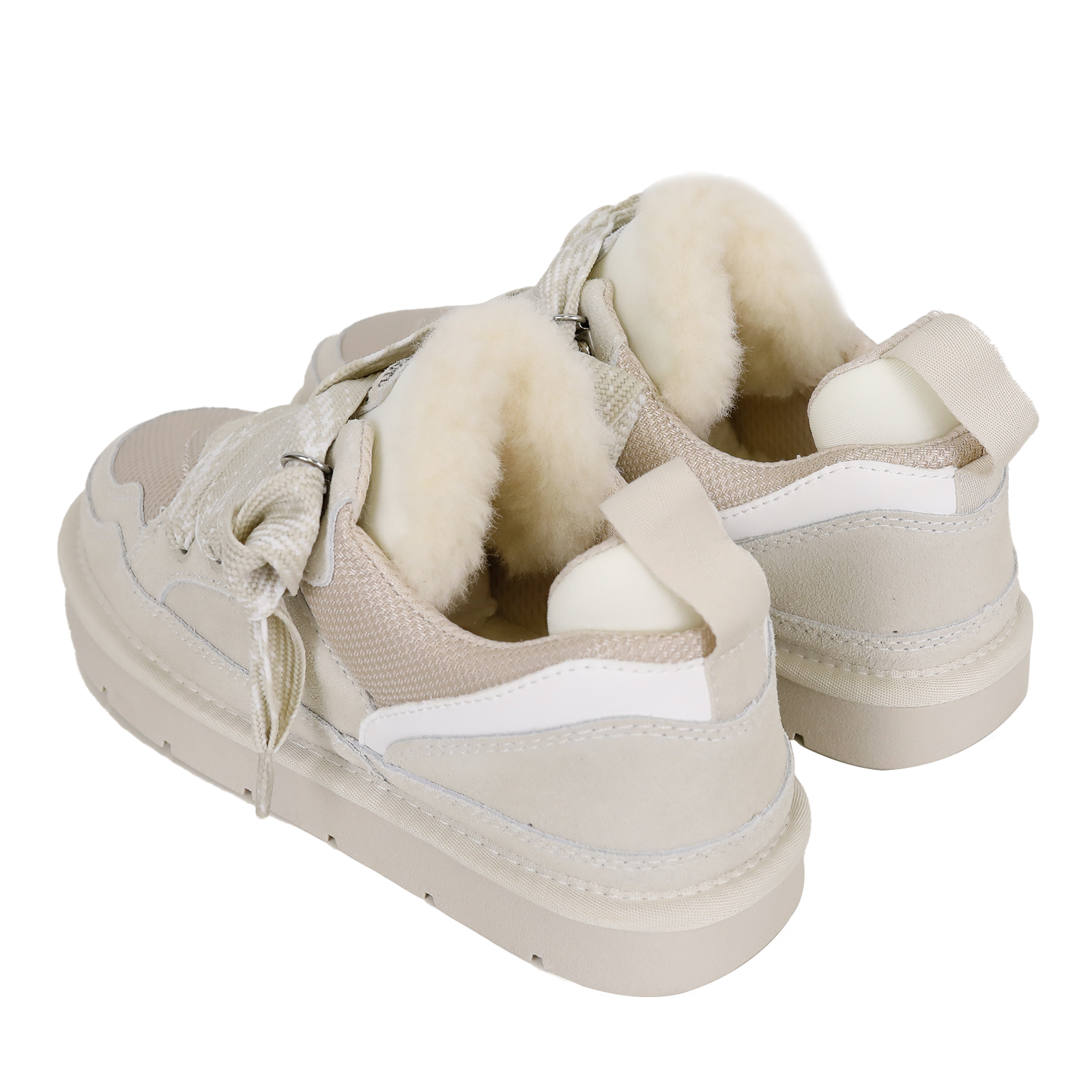 Two-toned Laces Fur Sneakers
