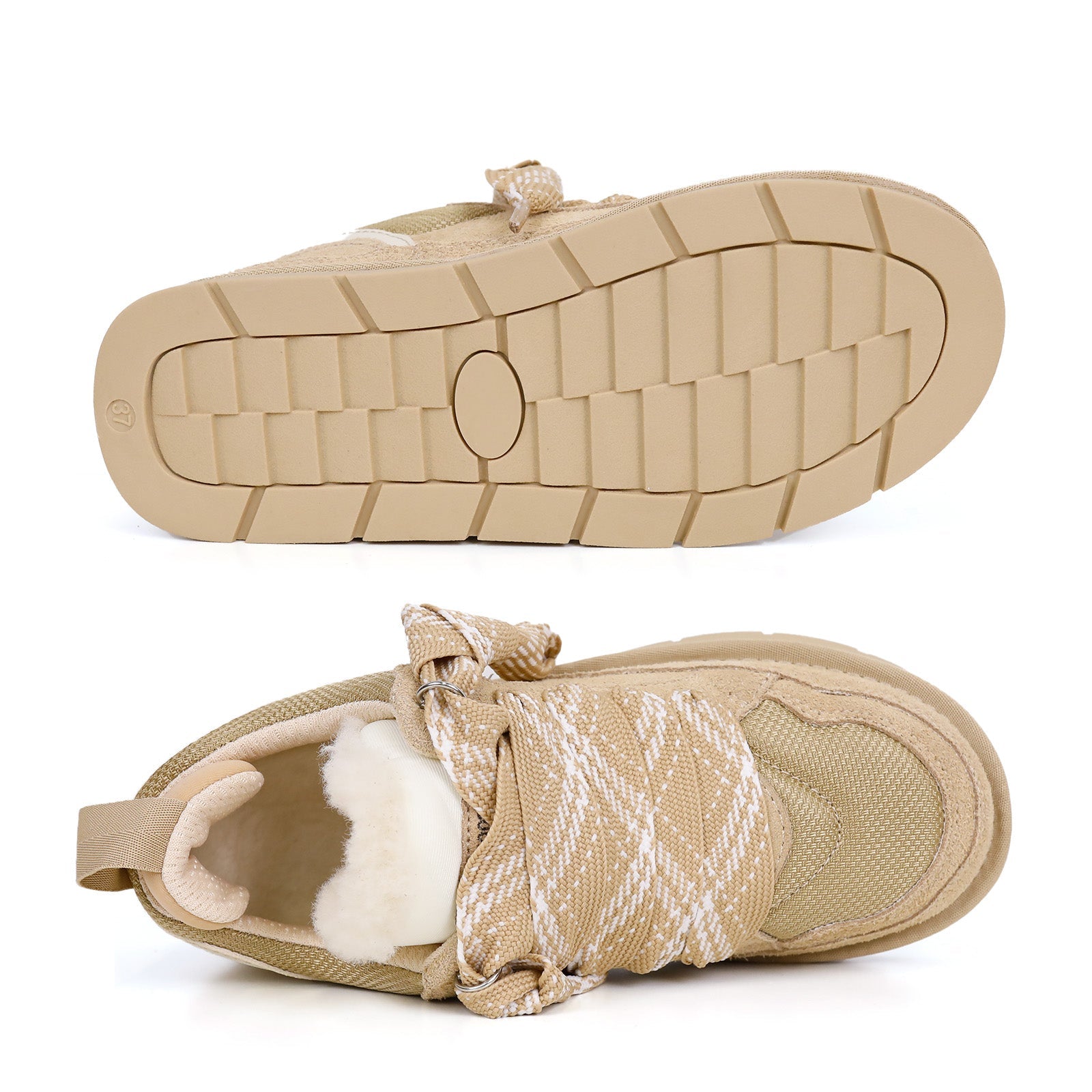 Two-toned Laces Fur Sneakers