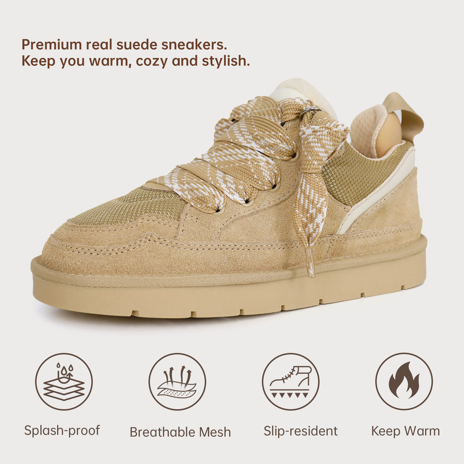 Two-toned Laces Fur Sneakers