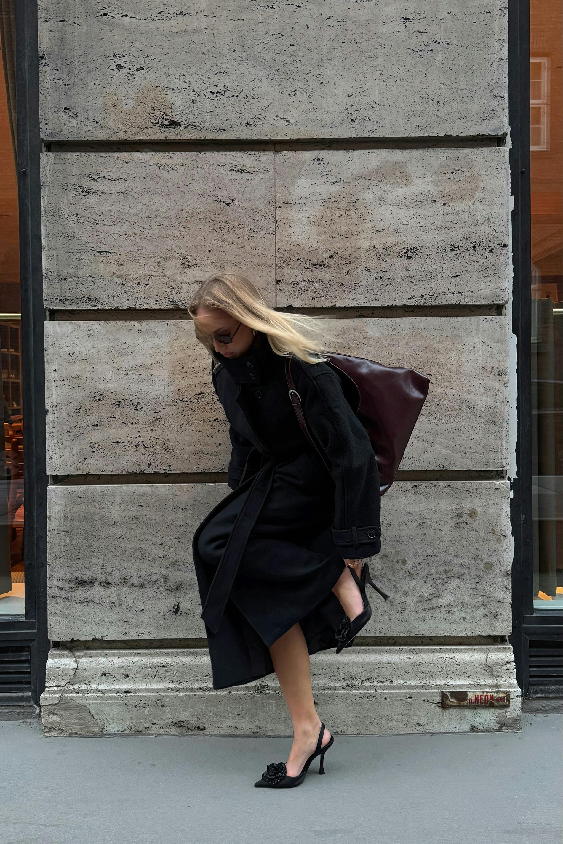 Belted wool blend coat