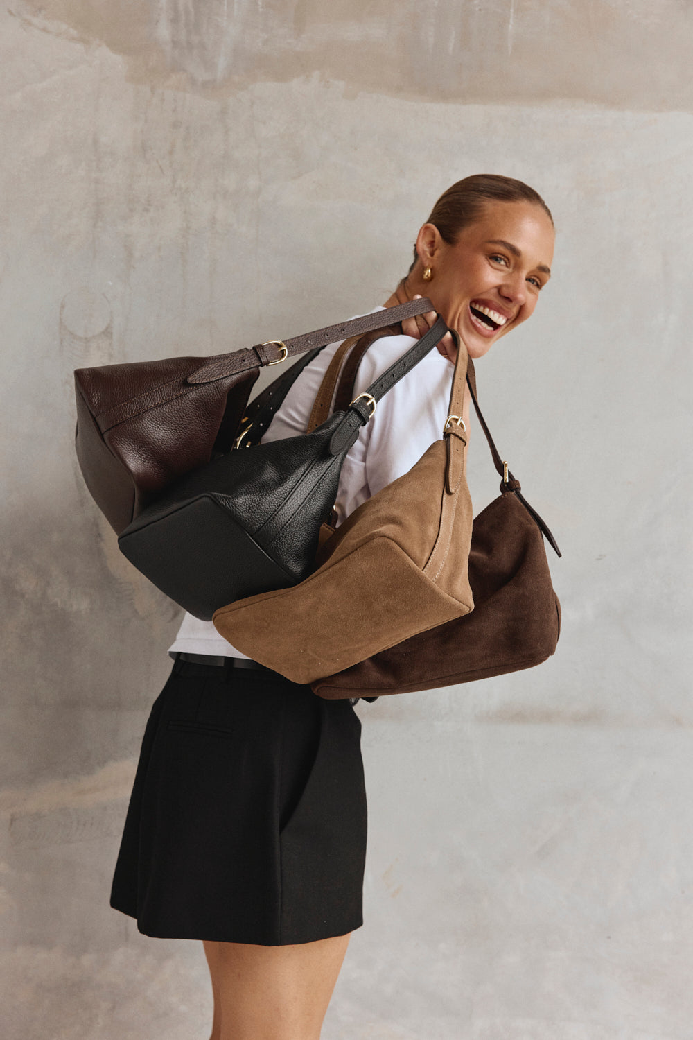 Suede Shoulder Bag DARK CHOCOLATE