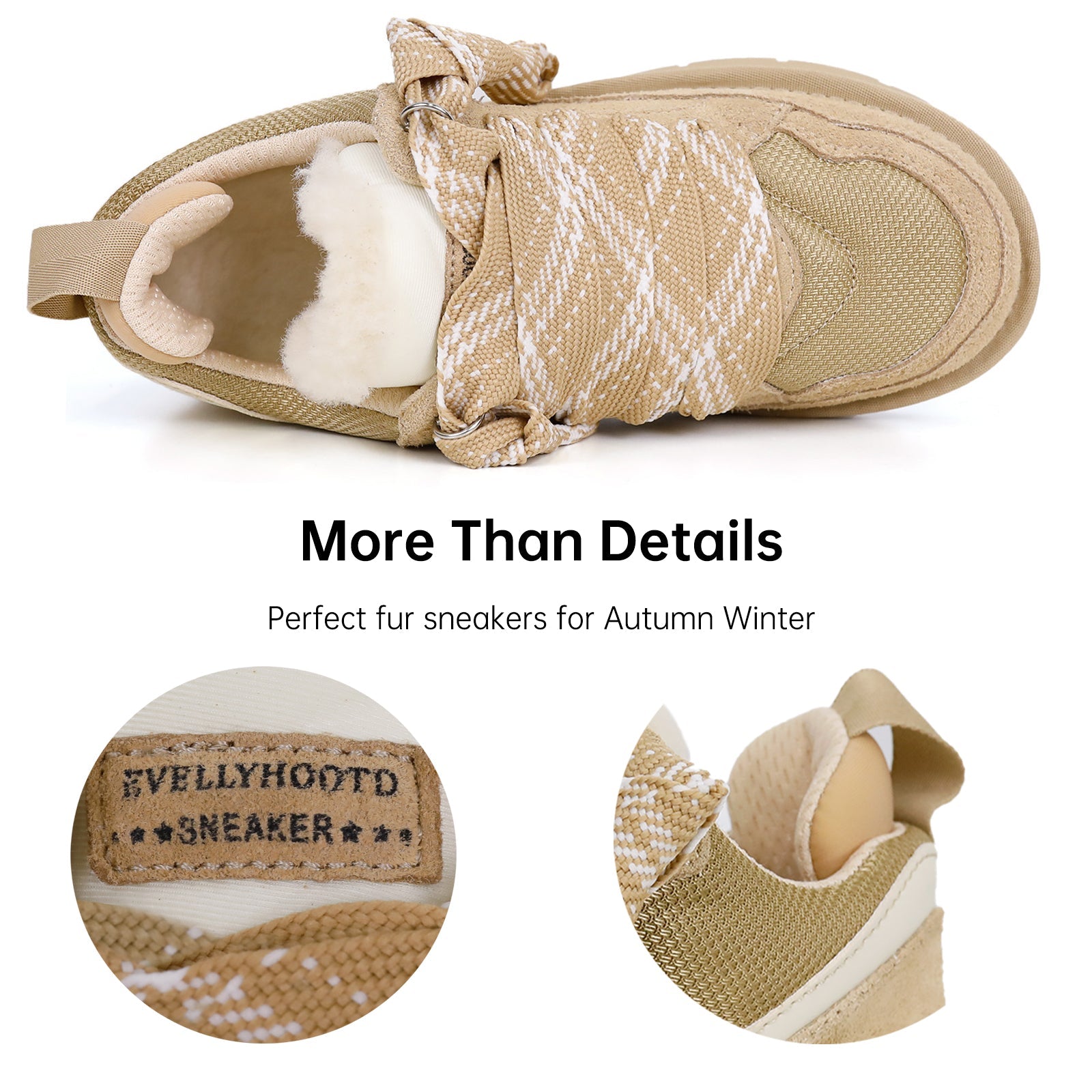 Two-toned Laces Fur Sneakers