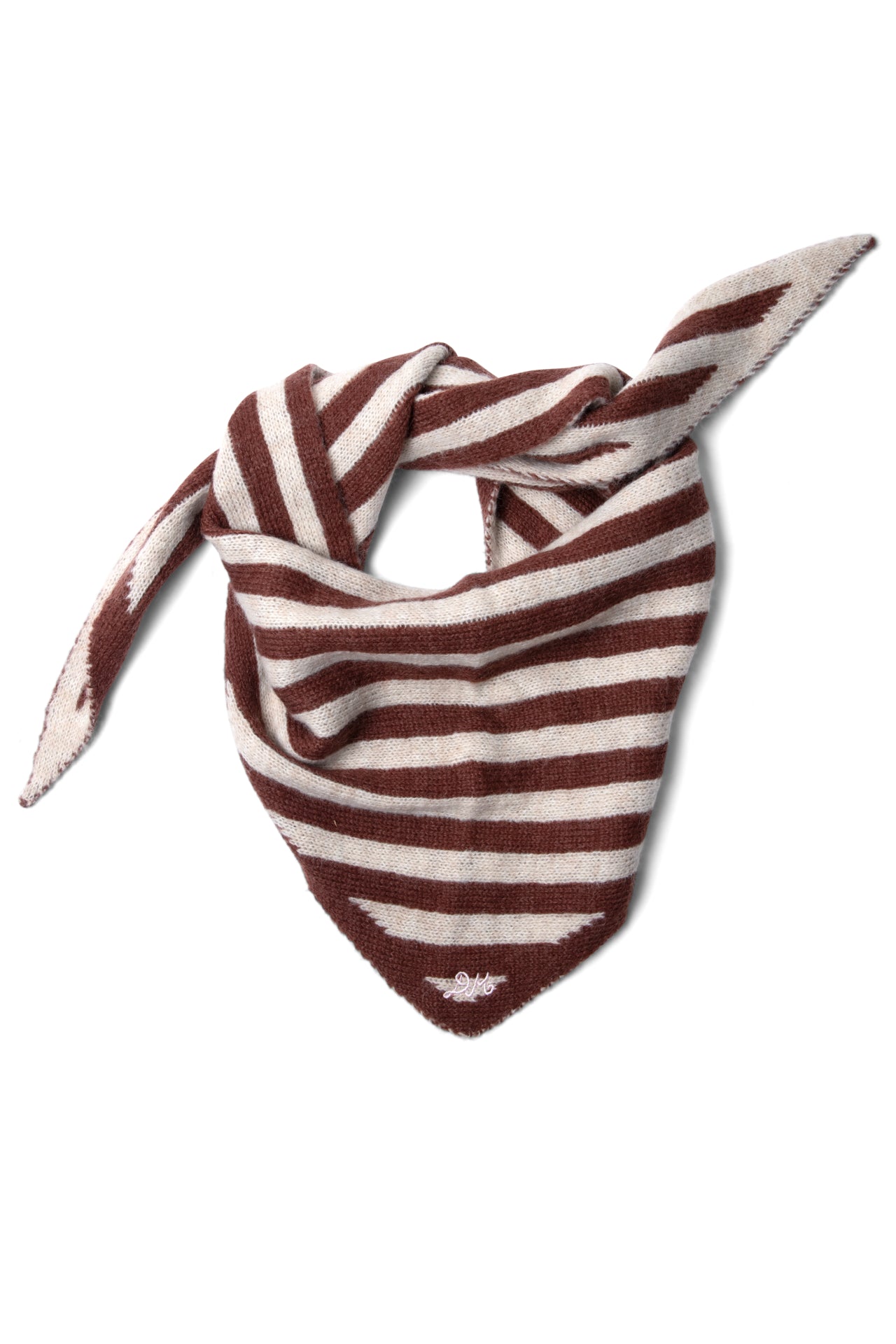 Knitted Stripe Triangle Scarf