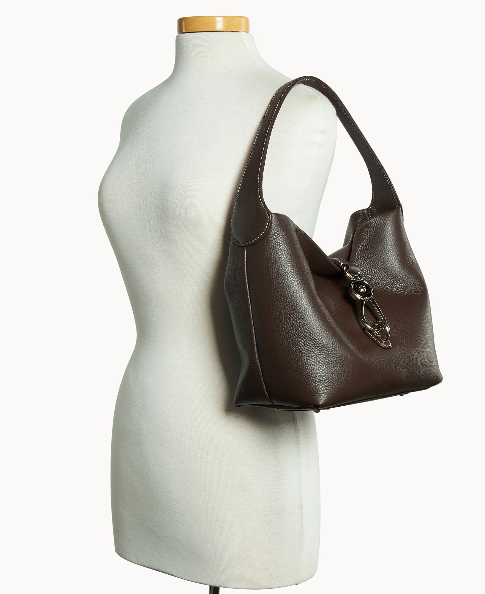 Lucca Leather Logo Lock Hobo