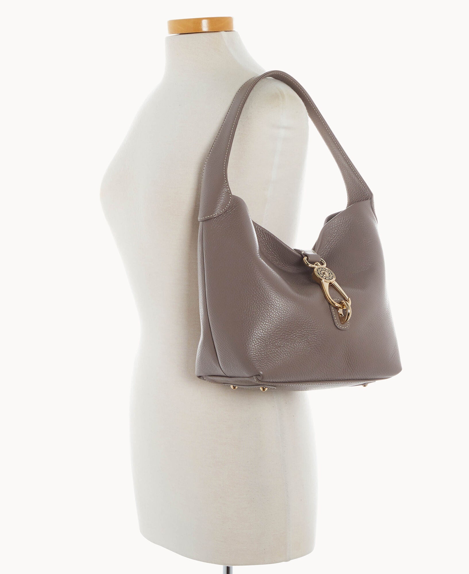 Lucca Leather Logo Lock Hobo