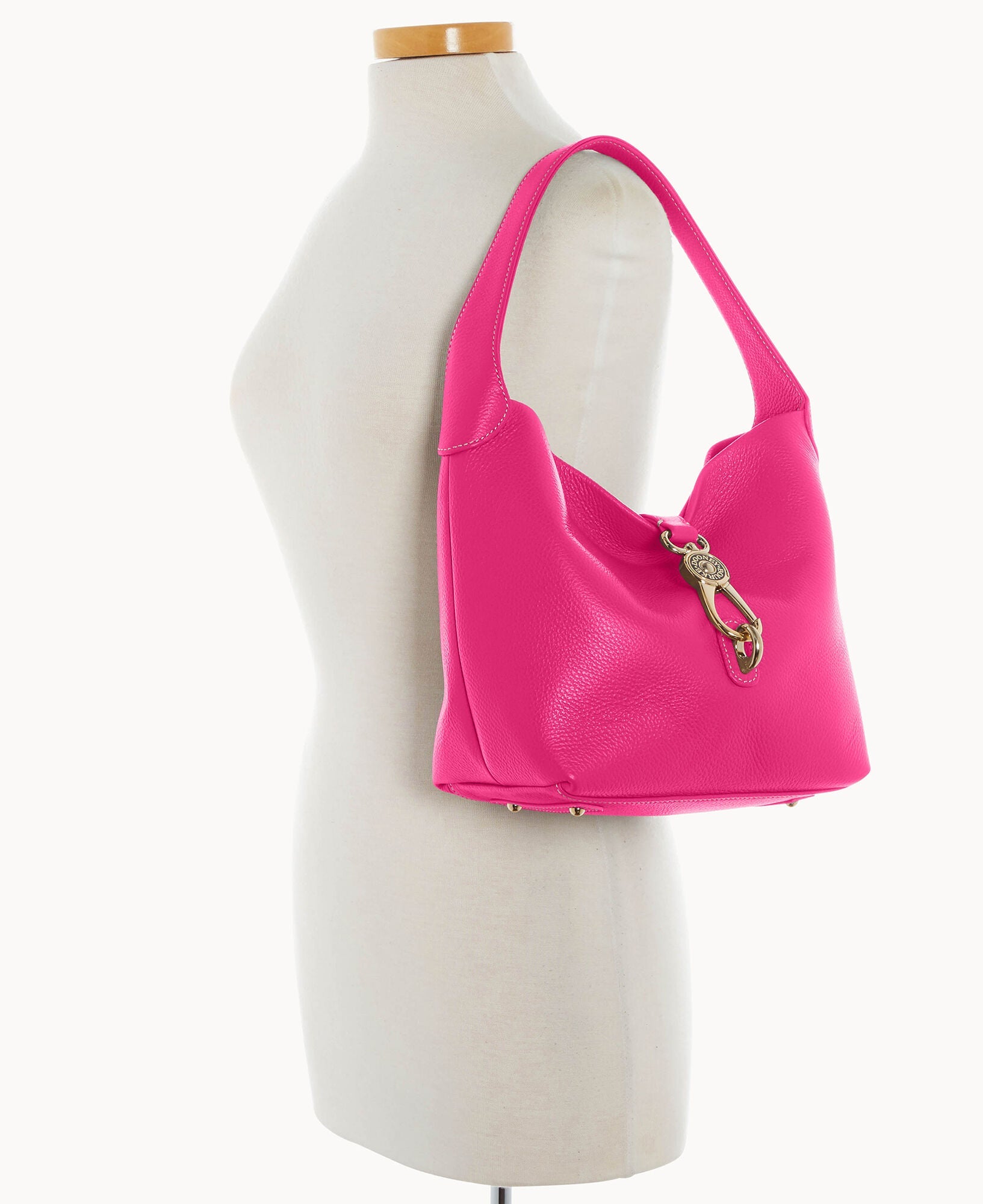 Lucca Leather Logo Lock Hobo