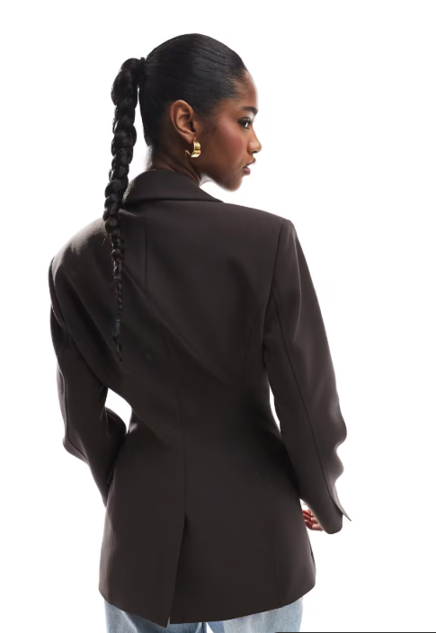 Fitted blazer in chocolate brown