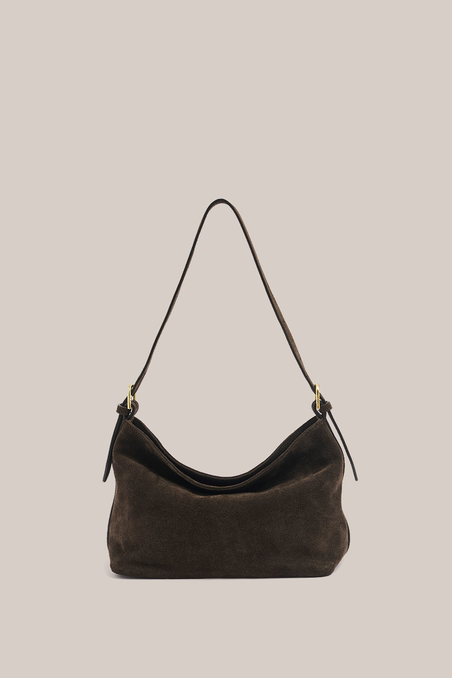 Suede Shoulder Bag DARK CHOCOLATE