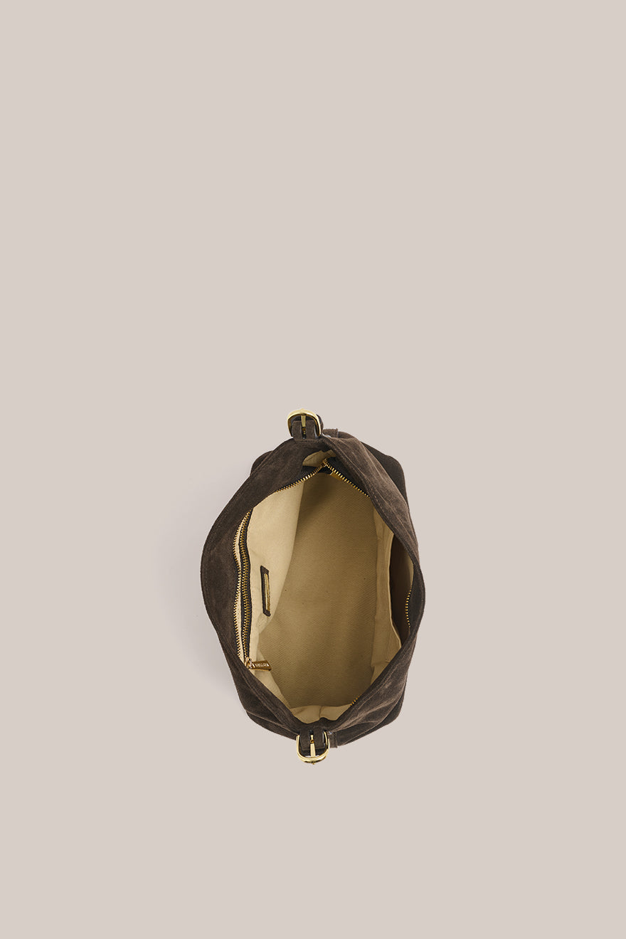 Suede Shoulder Bag DARK CHOCOLATE
