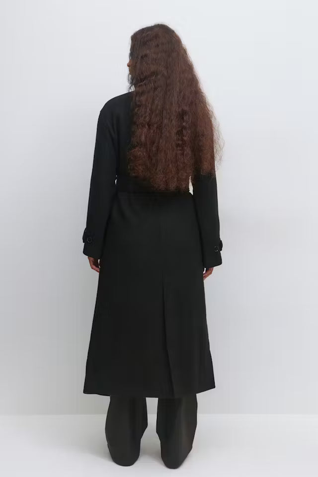 Belted wool blend coat