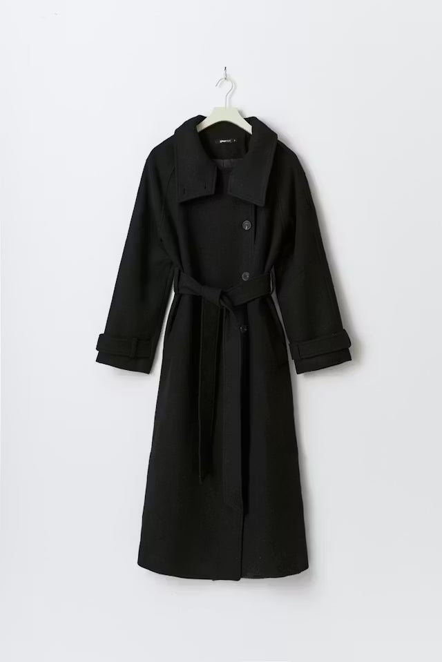 Belted wool blend coat