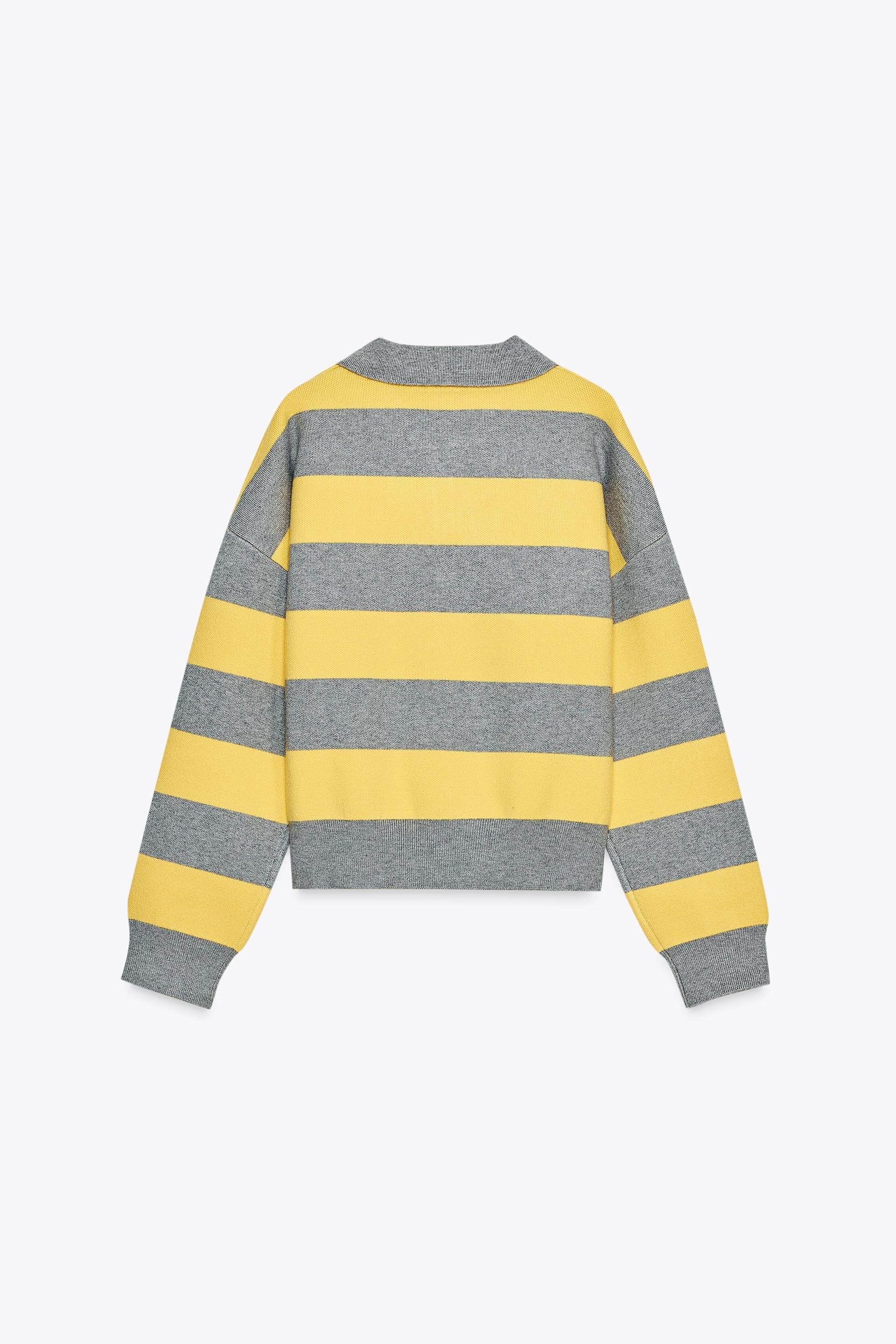striped sweater yellow & grey