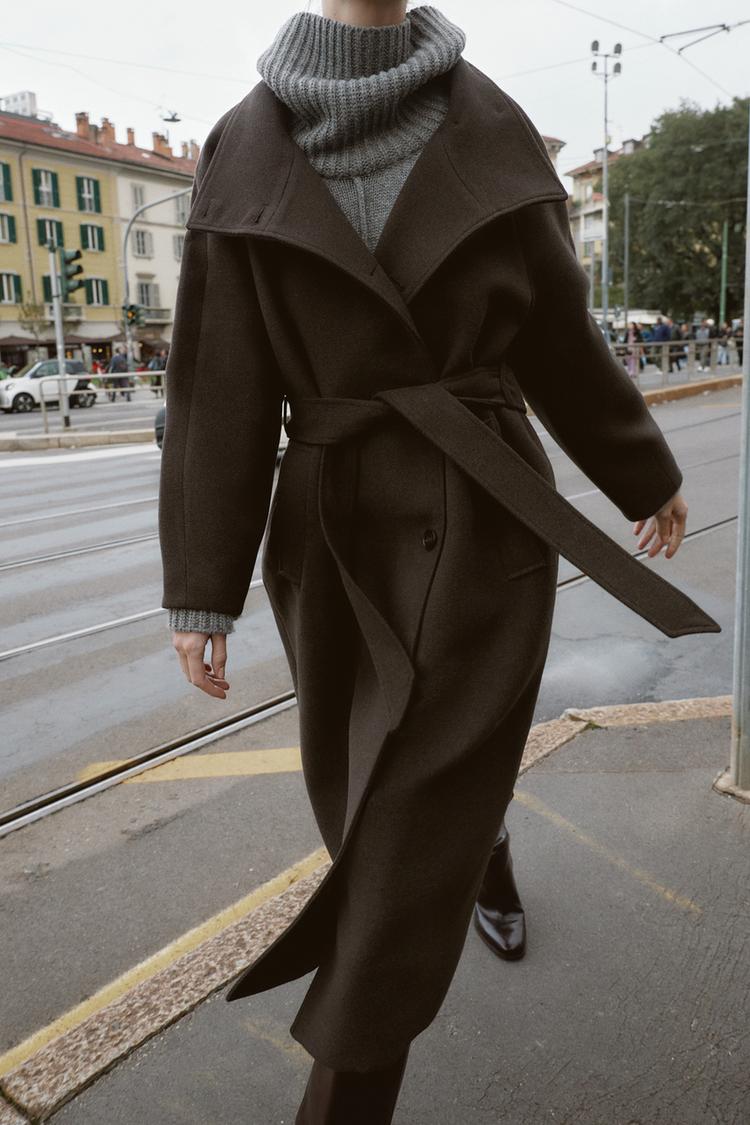 long jacket with stand-up collar